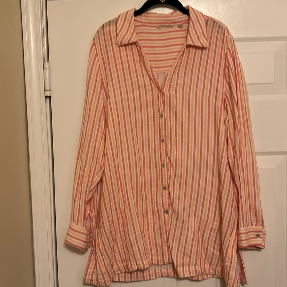 Soft Surrounding 100%cotton gauze, soft, cool, easy wear and care tunic. X large
